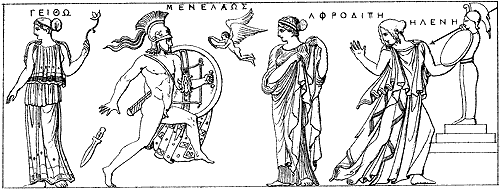 Peitho, die den auf Helena zustürmenden Menelaos nicht halten kann und sich abwendet